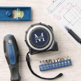 Personalisierte Elegant Navy Blue Monogram und Nam Maßband