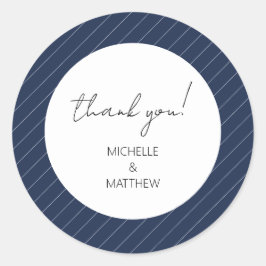 Personalisierte Elegant Navy Blue Wedding Runder Aufkleber