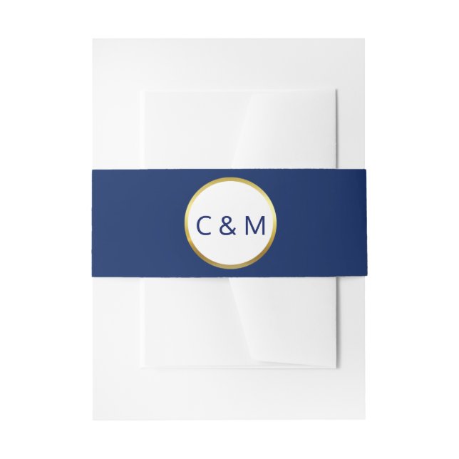 Personalisierte Elegant Navy Blue White Gold Hochz Einladungsbanderole (Vorderseite Beispiel)
