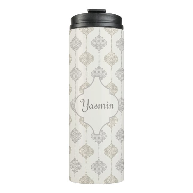 Personalisierte Elegant-Neutral-Arabesque Thermosbecher (Vorderseite)