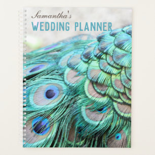 Personalisierte Elegant Peacock Feathers Wedding Planer