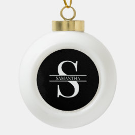 Personalisierte Elegant Schwarz/Weiß Keramik Kugel-Ornament