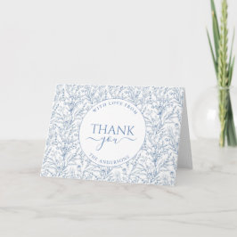Personalisierte Elegant Toile Blue Wedding Vielen Dankeskarte