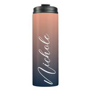 Personalisierte Elegant Typografie Blue Coral Ombr Thermosbecher