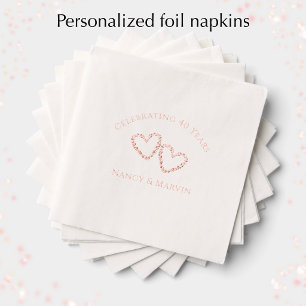 Personalisierte elegante 40. Hochzeitsjubiläums-Ro Servietten Mit Folie