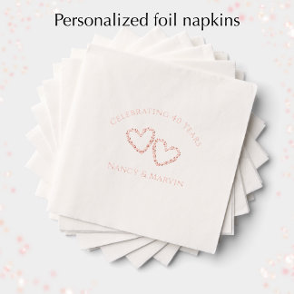 Personalisierte elegante 40. Hochzeitsjubiläums-Ro Servietten Mit Folie