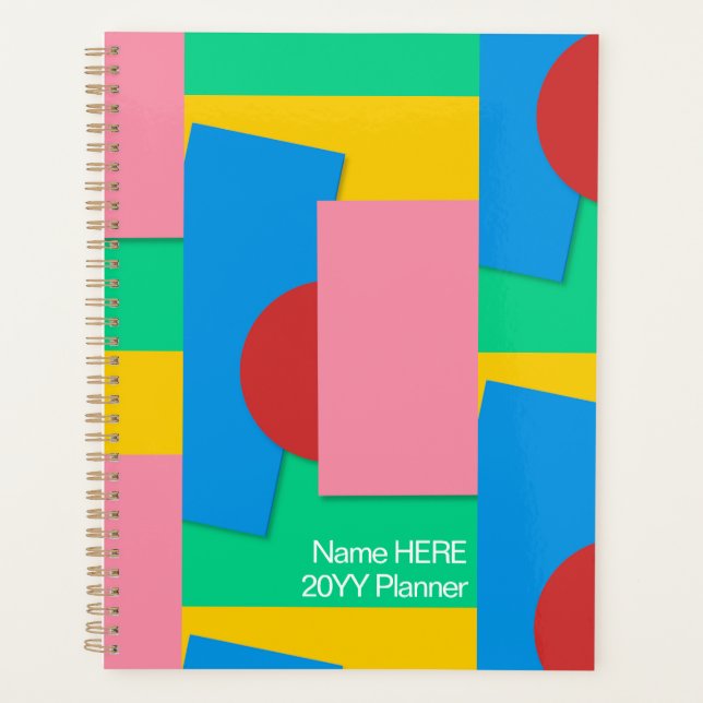 Personalisierte elegante Abstrakte Form & Farbblau Planer (Vorderseite)