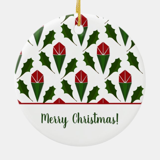 Personalisierte elegante Abstrakte Rote Rosen und  Keramik Ornament (Hinten)