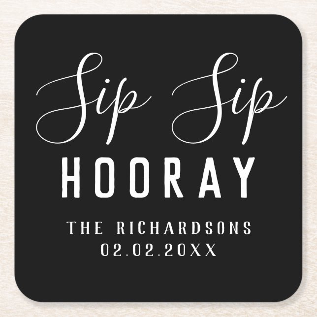 Personalisierte Elegante Black Sip Rechteckiger Pappuntersetzer (Vorderseite)