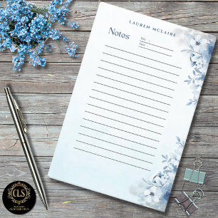 Personalisierte elegante blaue Blumen Post-It® Not Post-it Klebezettel