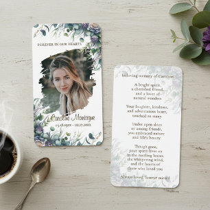 Personalisierte elegante Blumen-Foto-Gedenkkarte Mitteilungskarte