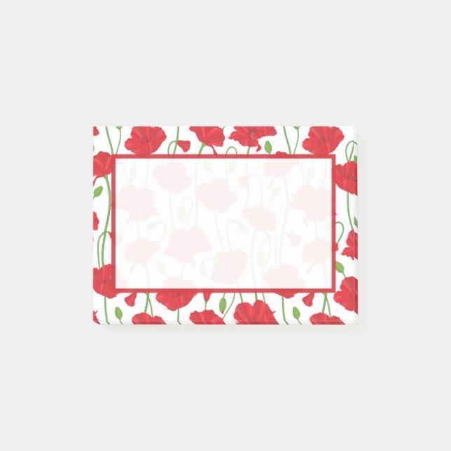 Personalisierte Elegante Botanische Rote Mohnblume Post-it Klebezettel (Vorderseite)