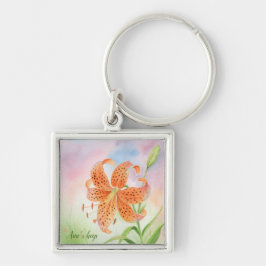 Personalisierte elegante botanische Tigerlilie Schlüsselanhänger