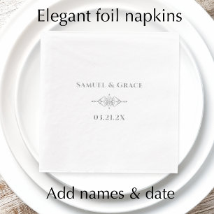 Personalisierte elegante Diamant-Hochzeitsjubiläum Servietten Mit Folie