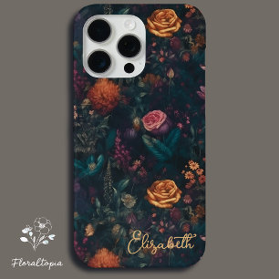 Personalisierte Elegante Dunkle Gotische Florale R Case-Mate iPhone Hülle