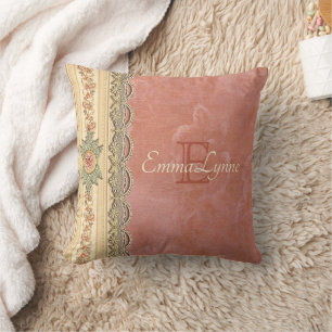 Personalisierte Elegante Girly Coral Rose Elfenbei Kissen
