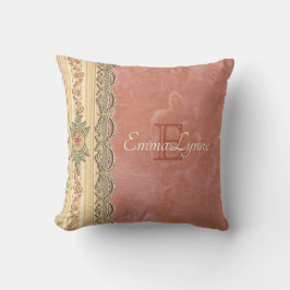 Personalisierte Elegante Girly Coral Rose Elfenbei Kissen