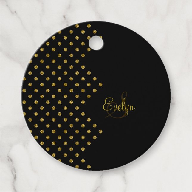 Personalisierte elegante Glitzer Gold Gefälligs-Ta Geschenkanhänger (Vorderseite)
