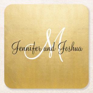 Personalisierte elegante Gold Wedding Untersetzer