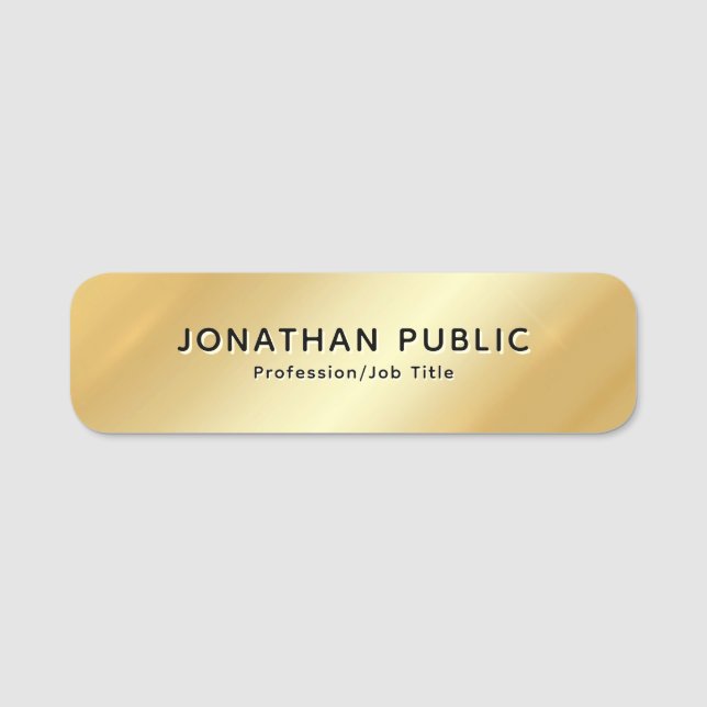 Personalisierte elegante Imitate Gold Metallic Aus Namensschild (Vorderseite)
