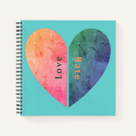 Personalisierte Elegante Liebe und Hass Halbherzen Notizbuch