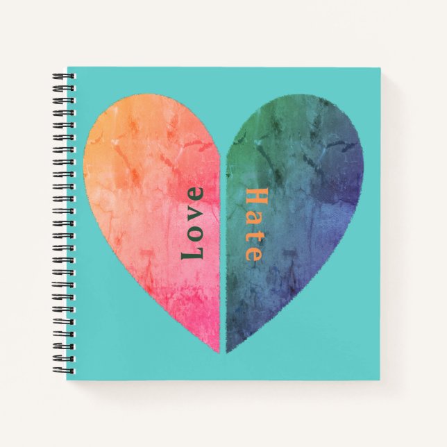 Personalisierte Elegante Liebe und Hass Halbherzen Notizbuch (Vorderseite)