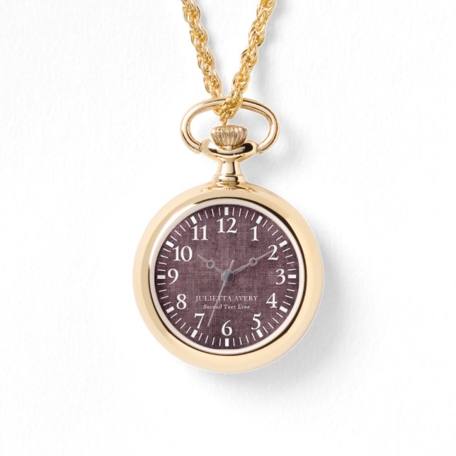 Personalisierte Elegante Lila Weine Textur Armbanduhr (Vorderseite)