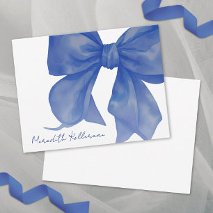 Personalisierte elegante marineblaue Bogen-Namenss Mitteilungskarte