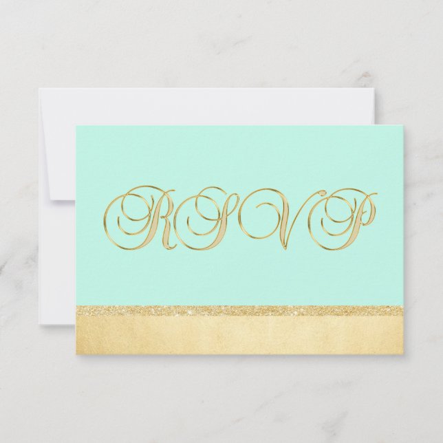 Personalisierte elegante MINT Gold UAWG Wedding Einladung (Vorderseite)