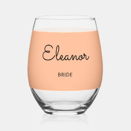 Personalisierte elegante Mit Monogramm Braut Weinglas Ohne Stiel