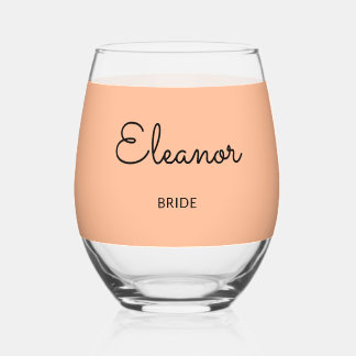 Personalisierte elegante Mit Monogramm Braut Weinglas Ohne Stiel