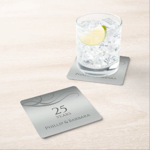 Personalisierte elegante moderne 25. Hochzeitsjubi Rechteckiger Pappuntersetzer