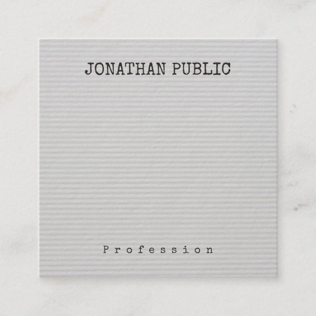 Personalisierte elegante moderne minimalistische V Quadratische Visitenkarte (Vorderseite)