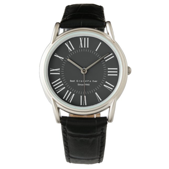 Personalisierte Elegante Moderne römische Zahlen Armbanduhr (Vorderseite)