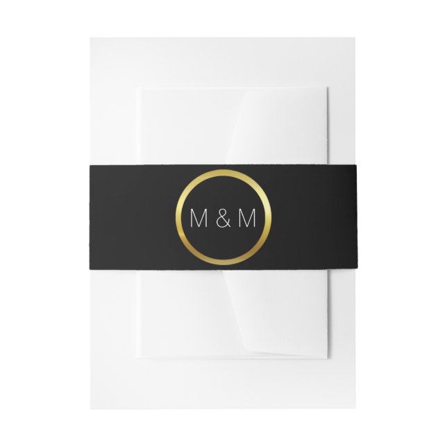 Personalisierte, elegante Monogram Black & Gold-Ho Einladungsbanderole (Vorderseite Beispiel)