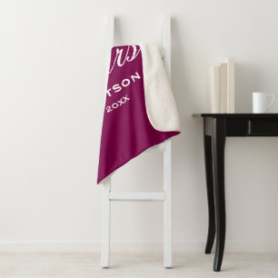 Personalisierte elegante Mr und Mrs burgunderrot Sherpadecke