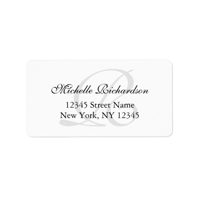 Personalisierte, elegante Name-Monogramm-Adresseti Adressaufkleber (Vorne)