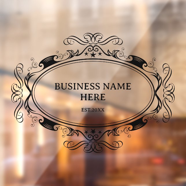 Personalisierte elegante Oval Frame Business Door Fensteraufkleber (Blatt 2)