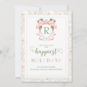 Personalisierte, elegante Pastell Monogram-Urlaubs Einladung