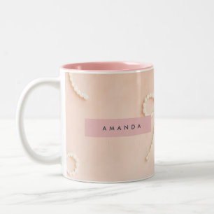Personalisierte elegante Perlen-Schleife in sanfte Zweifarbige Tasse