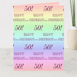 Personalisierte Elegante Regenbogenstreifen 50. Ge Karte