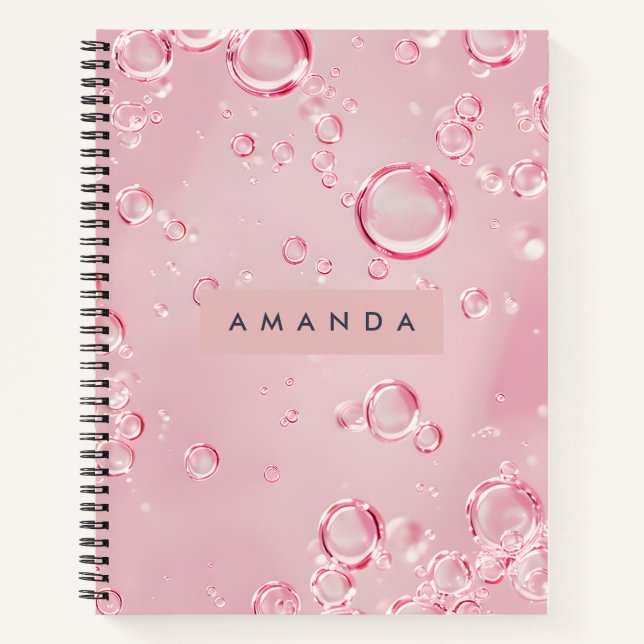 Personalisierte Elegante Rosa-Blasen-Ästhetik Notizbuch (Vorderseite)
