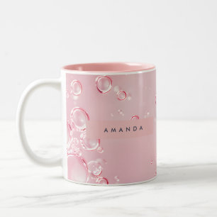 Personalisierte Elegante Rosa-Blasen-Ästhetik Zweifarbige Tasse