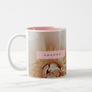 Personalisierte elegante rosa Pfingstrosen-Blumenk Zweifarbige Tasse
