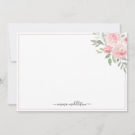 Personalisierte elegante rosa Rosen und Grünpflanz Mitteilungskarte