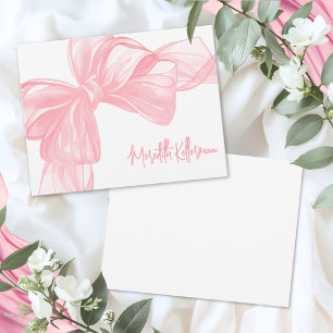 Personalisierte elegante rosa Schleife Danke-Karte Mitteilungskarte