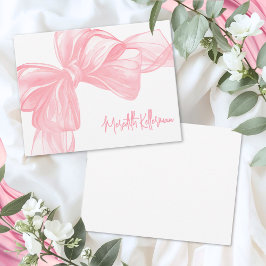 Personalisierte elegante rosa Schleife Mitteilungskarte