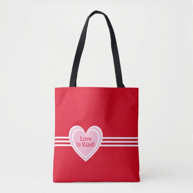 Personalisierte Elegante Rosa Weiße Liebe Herz Rot Tasche (Vorderseite)
