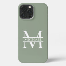 Personalisierte elegante Sage Green Monogram & Nam