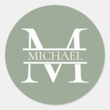 Personalisierte elegante Sage Green Monogram & Nam